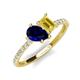 5 - Zahara 9x7 mm Pear Blue Sapphire and 7x5 mm Emerald Cut Lab Created Yellow Sapphire 2 Stone Duo Ring 