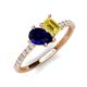 5 - Zahara 9x7 mm Pear Blue Sapphire and 7x5 mm Emerald Cut Lab Created Yellow Sapphire 2 Stone Duo Ring 