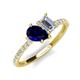 5 - Zahara 9x7 mm Pear Blue Sapphire and IGI Certified 7x5 mm Emerald Cut Lab Grown Diamond 2 Stone Duo Ring 