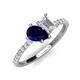 5 - Zahara 9x7 mm Pear Blue Sapphire and 7x5 mm Emerald Cut White Sapphire 2 Stone Duo Ring 