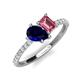 5 - Zahara 9x7 mm Pear Blue Sapphire and 7x5 mm Emerald Cut Pink Tourmaline 2 Stone Duo Ring 