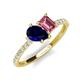 5 - Zahara 9x7 mm Pear Blue Sapphire and 7x5 mm Emerald Cut Pink Tourmaline 2 Stone Duo Ring 