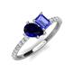 5 - Zahara 9x7 mm Pear Blue Sapphire and 7x5 mm Emerald Cut Tanzanite 2 Stone Duo Ring 