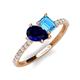 5 - Zahara 9x7 mm Pear Blue Sapphire and 7x5 mm Emerald Cut Blue Topaz 2 Stone Duo Ring 