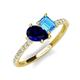 5 - Zahara 9x7 mm Pear Blue Sapphire and 7x5 mm Emerald Cut Blue Topaz 2 Stone Duo Ring 