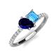 5 - Zahara 9x7 mm Pear Blue Sapphire and 7x5 mm Emerald Cut Blue Topaz 2 Stone Duo Ring 