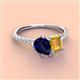 4 - Zahara 9x7 mm Pear Blue Sapphire and 7x5 mm Emerald Cut Citrine 2 Stone Duo Ring 