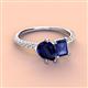 4 - Zahara 9x7 mm Pear Blue Sapphire and 7x5 mm Emerald Cut Iolite 2 Stone Duo Ring 