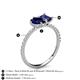 6 - Zahara 9x7 mm Pear Blue Sapphire and 7x5 mm Emerald Cut Iolite 2 Stone Duo Ring 