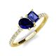 5 - Zahara 9x7 mm Pear Blue Sapphire and 7x5 mm Emerald Cut Iolite 2 Stone Duo Ring 