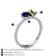 6 - Zahara 9x7 mm Pear Blue Sapphire and 7x5 mm Emerald Cut Peridot 2 Stone Duo Ring 