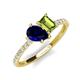 5 - Zahara 9x7 mm Pear Blue Sapphire and 7x5 mm Emerald Cut Peridot 2 Stone Duo Ring 