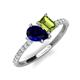 5 - Zahara 9x7 mm Pear Blue Sapphire and 7x5 mm Emerald Cut Peridot 2 Stone Duo Ring 