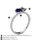 6 - Zahara 9x7 mm Pear Blue Sapphire and 7x5 mm Emerald Cut Smoky Quartz 2 Stone Duo Ring 
