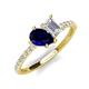 5 - Zahara 9x7 mm Pear Blue Sapphire and 7x5 mm Emerald Cut White Sapphire 2 Stone Duo Ring 
