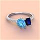 4 - Zahara 9x6 mm Pear Blue Topaz and 7x5 mm Emerald Cut Lab Created Blue Sapphire 2 Stone Duo Ring 