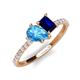5 - Zahara 9x6 mm Pear Blue Topaz and 7x5 mm Emerald Cut Lab Created Blue Sapphire 2 Stone Duo Ring 