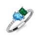 5 - Zahara 9x6 mm Pear Blue Topaz and 7x5 mm Emerald Cut Lab Created Emerald 2 Stone Duo Ring 