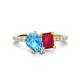 1 - Zahara 9x6 mm Pear Blue Topaz and 7x5 mm Emerald Cut Lab Created Ruby 2 Stone Duo Ring 