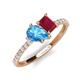 5 - Zahara 9x6 mm Pear Blue Topaz and 7x5 mm Emerald Cut Lab Created Ruby 2 Stone Duo Ring 