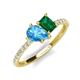 5 - Zahara 9x6 mm Pear Blue Topaz and 7x5 mm Emerald Cut Lab Created Emerald 2 Stone Duo Ring 