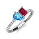 5 - Zahara 9x6 mm Pear Blue Topaz and 7x5 mm Emerald Cut Lab Created Ruby 2 Stone Duo Ring 