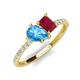 5 - Zahara 9x6 mm Pear Blue Topaz and 7x5 mm Emerald Cut Lab Created Ruby 2 Stone Duo Ring 