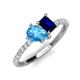 5 - Zahara 9x6 mm Pear Blue Topaz and 7x5 mm Emerald Cut Lab Created Blue Sapphire 2 Stone Duo Ring 