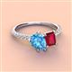 4 - Zahara 9x6 mm Pear Blue Topaz and 7x5 mm Emerald Cut Lab Created Ruby 2 Stone Duo Ring 