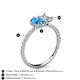 6 - Zahara 9x6 mm Pear Blue Topaz and GIA Certified 7x5 mm Emerald Cut Diamond 2 Stone Duo Ring 