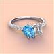 4 - Zahara 9x6 mm Pear Blue Topaz and 7x5 mm Emerald Cut Forever One Moissanite 2 Stone Duo Ring 
