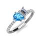 5 - Zahara 9x6 mm Pear Blue Topaz and 7x5 mm Emerald Cut Forever One Moissanite 2 Stone Duo Ring 