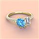 4 - Zahara 9x6 mm Pear Blue Topaz and 7x5 mm Emerald Cut Forever One Moissanite 2 Stone Duo Ring 