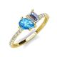 5 - Zahara 9x6 mm Pear Blue Topaz and 7x5 mm Emerald Cut Forever One Moissanite 2 Stone Duo Ring 