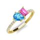 5 - Zahara 9x6 mm Pear Blue Topaz and 7x5 mm Emerald Cut Lab Created Pink Sapphire 2 Stone Duo Ring 