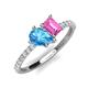 5 - Zahara 9x6 mm Pear Blue Topaz and 7x5 mm Emerald Cut Lab Created Pink Sapphire 2 Stone Duo Ring 