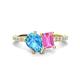 1 - Zahara 9x6 mm Pear Blue Topaz and 7x5 mm Emerald Cut Lab Created Pink Sapphire 2 Stone Duo Ring 