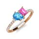 5 - Zahara 9x6 mm Pear Blue Topaz and 7x5 mm Emerald Cut Lab Created Pink Sapphire 2 Stone Duo Ring 