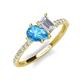 5 - Zahara 9x6 mm Pear Blue Topaz and 7x5 mm Emerald Cut White Sapphire 2 Stone Duo Ring 