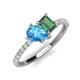 5 - Zahara 9x6 mm Pear Blue Topaz and 7x5 mm Emerald Cut Lab Created Alexandrite 2 Stone Duo Ring 