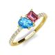 5 - Zahara 9x6 mm Pear Blue Topaz and 7x5 mm Emerald Cut Pink Tourmaline 2 Stone Duo Ring 