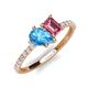 5 - Zahara 9x6 mm Pear Blue Topaz and 7x5 mm Emerald Cut Pink Tourmaline 2 Stone Duo Ring 