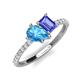 5 - Zahara 9x6 mm Pear Blue Topaz and 7x5 mm Emerald Cut Tanzanite 2 Stone Duo Ring 