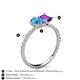 6 - Zahara 9x6 mm Pear Blue Topaz and 7x5 mm Emerald Cut Amethyst 2 Stone Duo Ring 
