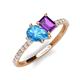 5 - Zahara 9x6 mm Pear Blue Topaz and 7x5 mm Emerald Cut Amethyst 2 Stone Duo Ring 