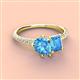 4 - Zahara 9x6 mm Pear and Emerald Cut Blue Topaz 2 Stone Duo Ring 