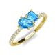 5 - Zahara 9x6 mm Pear and Emerald Cut Blue Topaz 2 Stone Duo Ring 