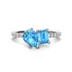 1 - Zahara 9x6 mm Pear and Emerald Cut Blue Topaz 2 Stone Duo Ring 