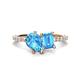 1 - Zahara 9x6 mm Pear and Emerald Cut Blue Topaz 2 Stone Duo Ring 