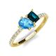 5 - Zahara 9x6 mm Pear Blue Topaz and 7x5 mm Emerald Cut London Blue Topaz 2 Stone Duo Ring 
